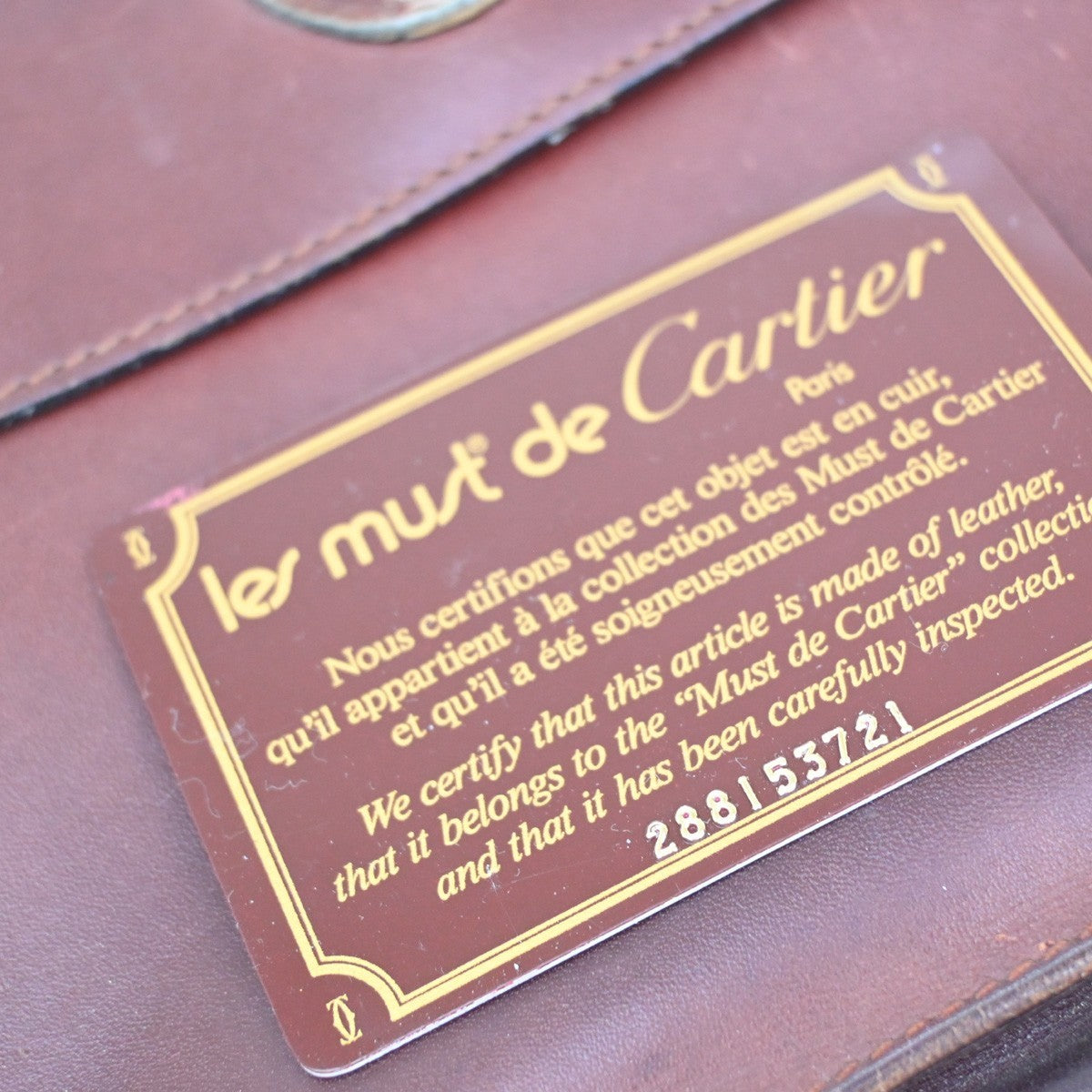 Must De Cartier Logo 2 Set Clutch Hand Bag Leather Red 07EG034