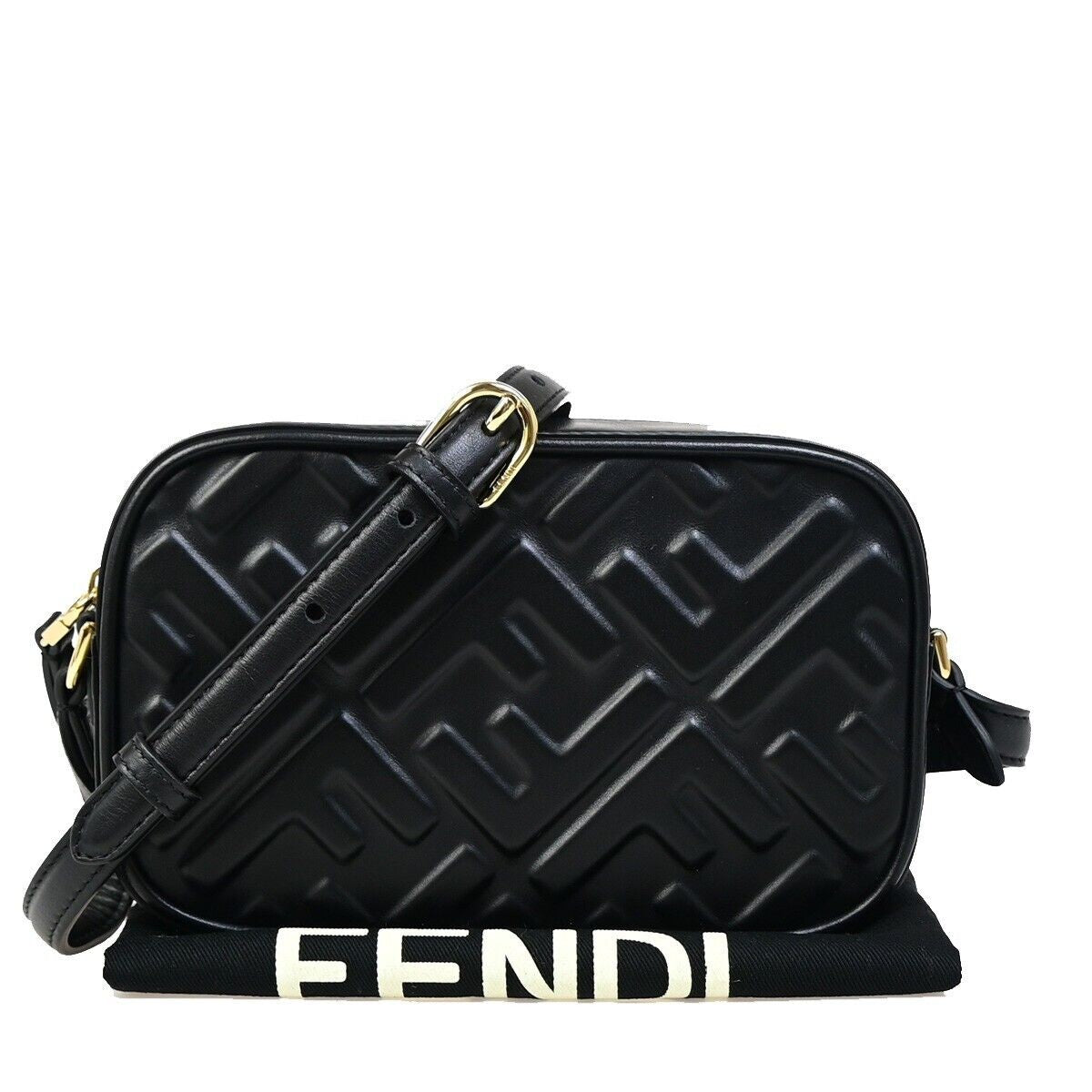 FENDI Zucca Pattern Camera Case Mini Shoulder Bag Embossing Leather BK 635RJ856