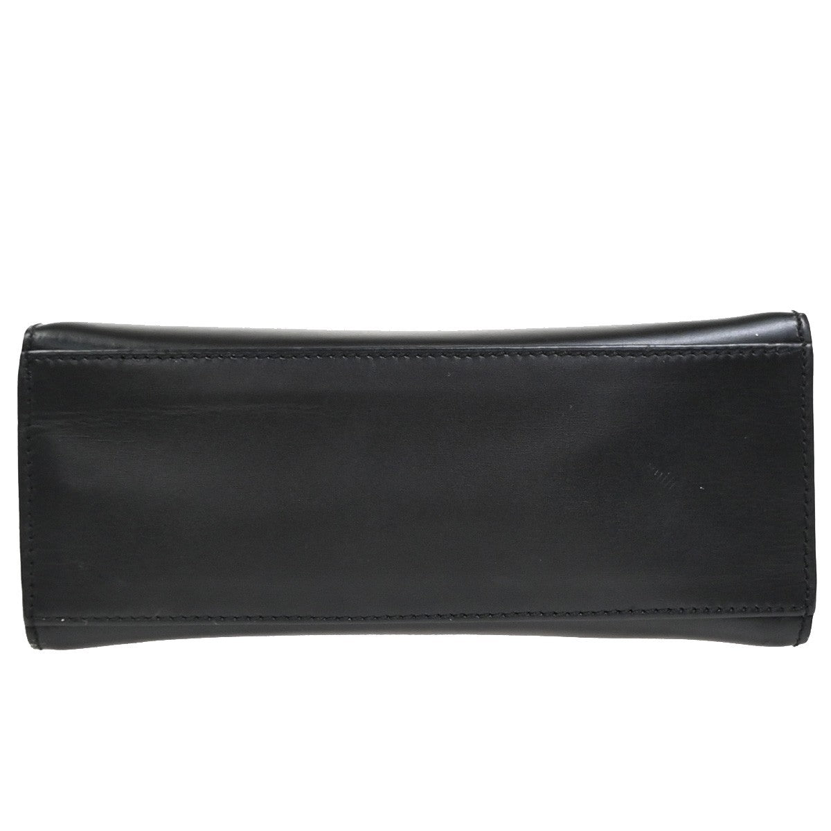 CELINE Logo Top Handle Hand Bag Leather Black GHW Italy 76EG223