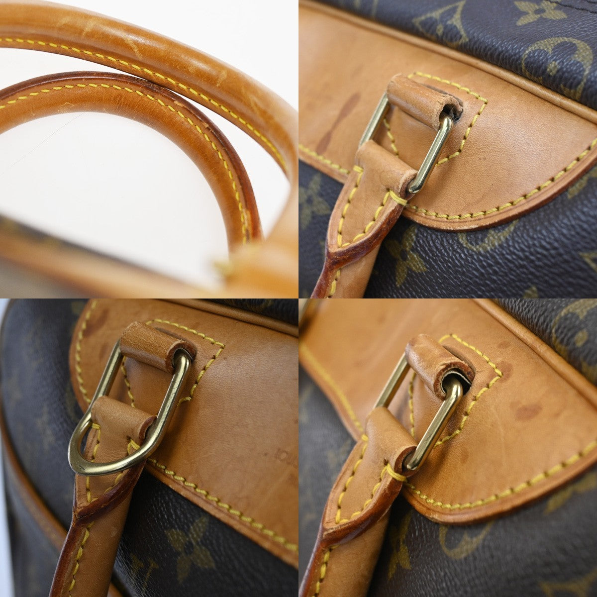LOUIS VUITTON LV Logo Deauville Hand Bag Monogram Leather Brown M47270  80CA922