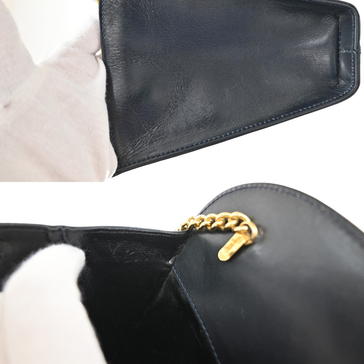 SALVATORE FERRAGAMO Gancini 2Way Chain Shoulder Bag Leather Blue GHW 60YH288