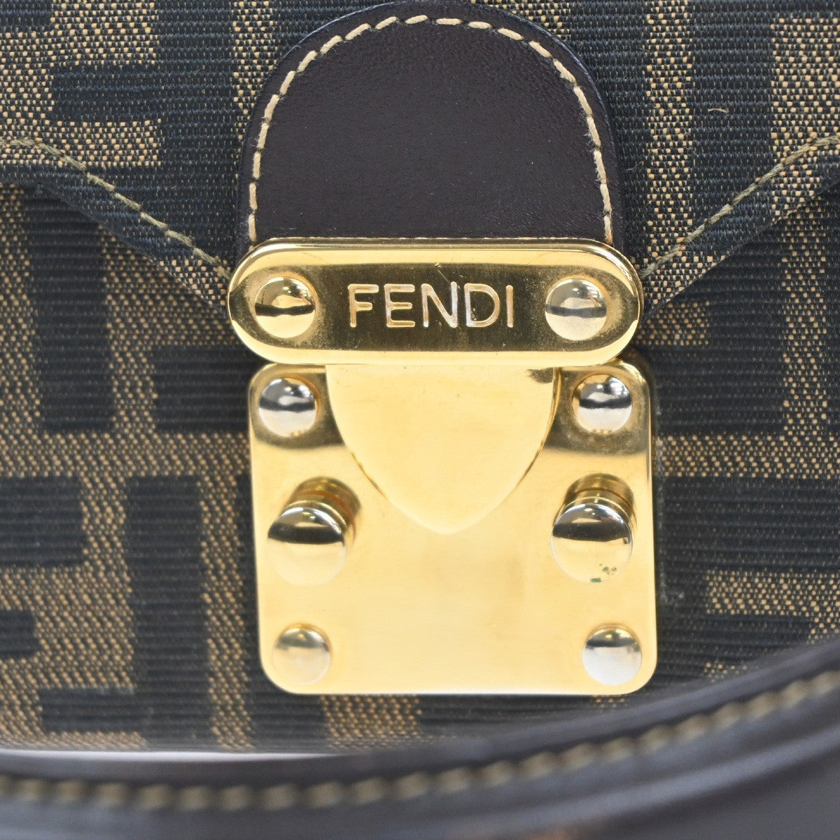 FENDI Zucca Pattern Shoulder Hand Vanity Bag Canvas Leather Italy 11MA316