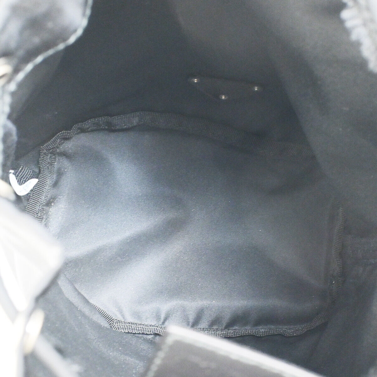 PRADA Logo Tessuto Drawstring Pouch Nylon Leather Black SHW Italy 61YF613