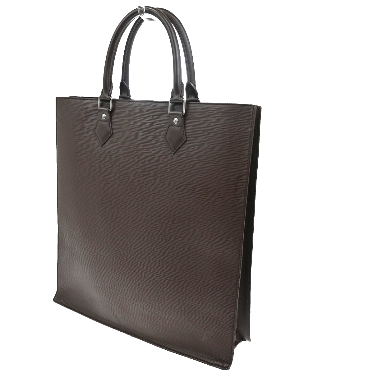 LOUIS VUITTON Logo Sac Plat Hand Tote Bag Epi Leather Brown M52742 87KB932