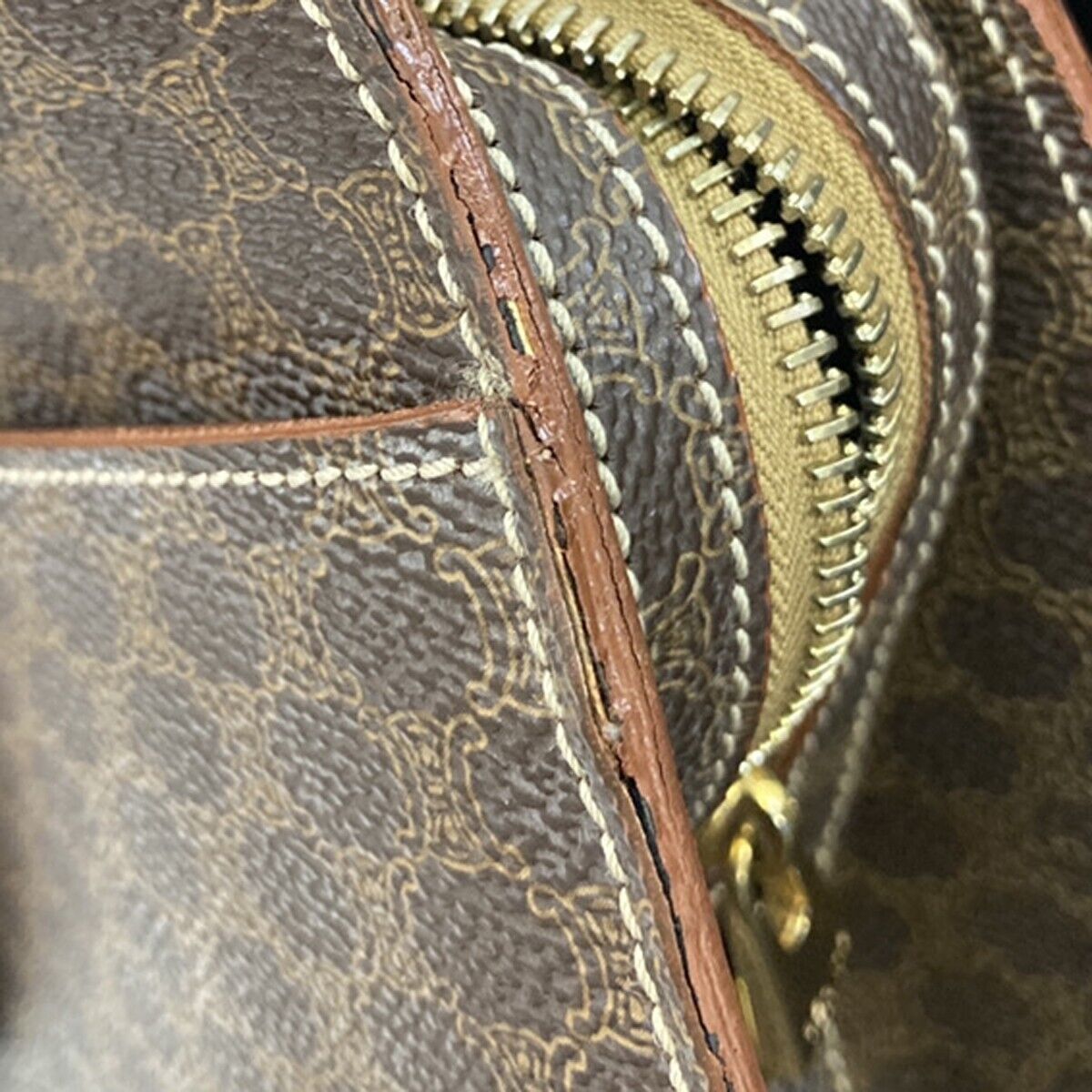 CELINE Logo Macadam Pattern Hand Bag PVC Leather GHW Made in Itay 83EC971