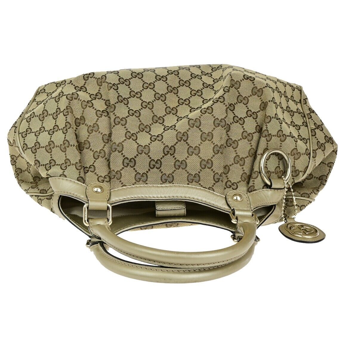 GUCCI Logo Sukey GG Pattern Shoulder Bag Canvas Leather Gold Brown GHW 35EC974