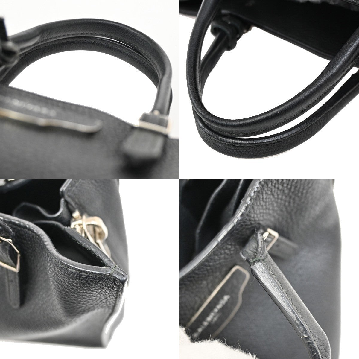 BALENCIAGA Paper Mini Shoulder Hand Bag Leather Black SHW Mirror 46RL476