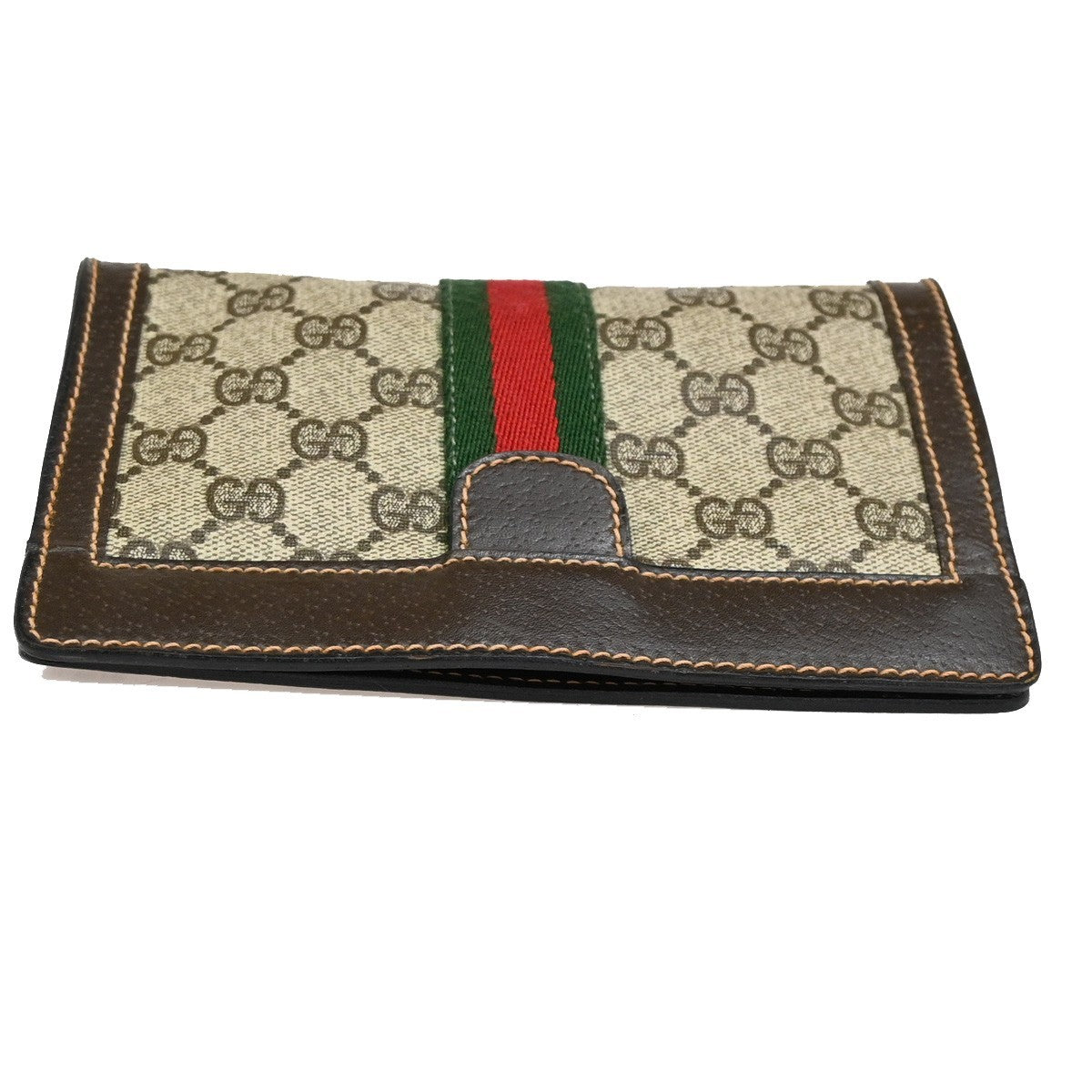 GUCCI Logo GG Mini Pattern Sherry Pouch Bag PVC Leather Brown Italy 67KP163