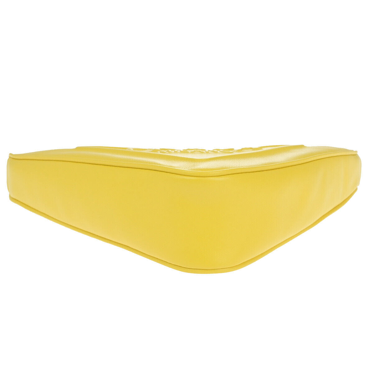 PRADA Logo Triangle Clutch Hand Bag Grace Lux Leather Yellow Sole SHW 43RK741