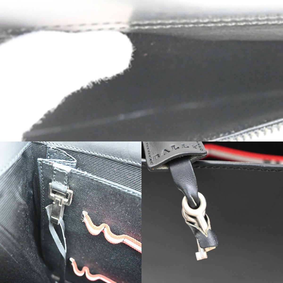 BALLY Logo Briefcase Business Hand Bag Leather Black SHW Spain 09ZA039