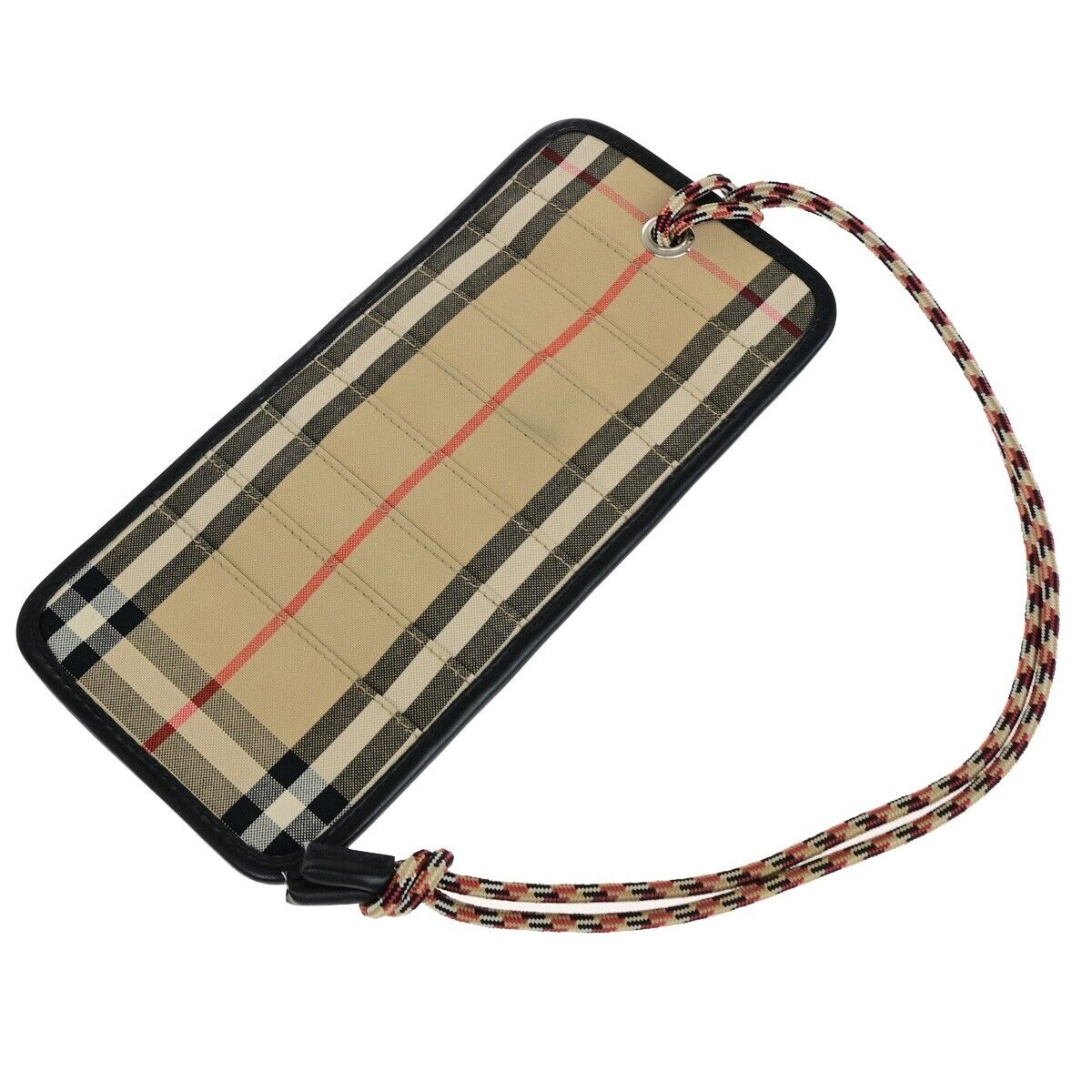 BURBERRY Logo Check Card Case Holder Canvas Leather Brown Black Italy 67EB823