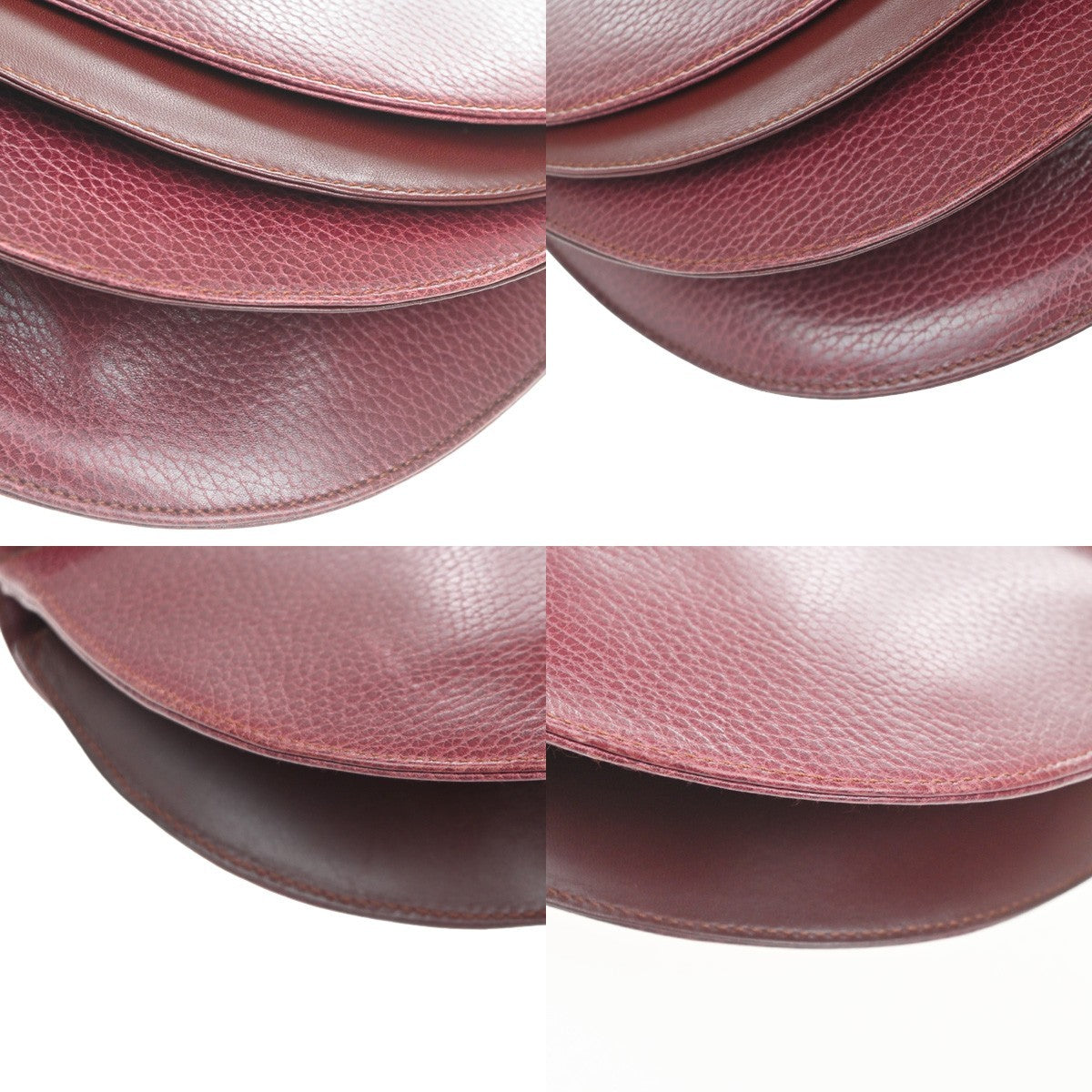 MUST DE CARTIER 2C Logo Shoulder Hand Bag Leather Red Burgundy GHW Spain 36CA740