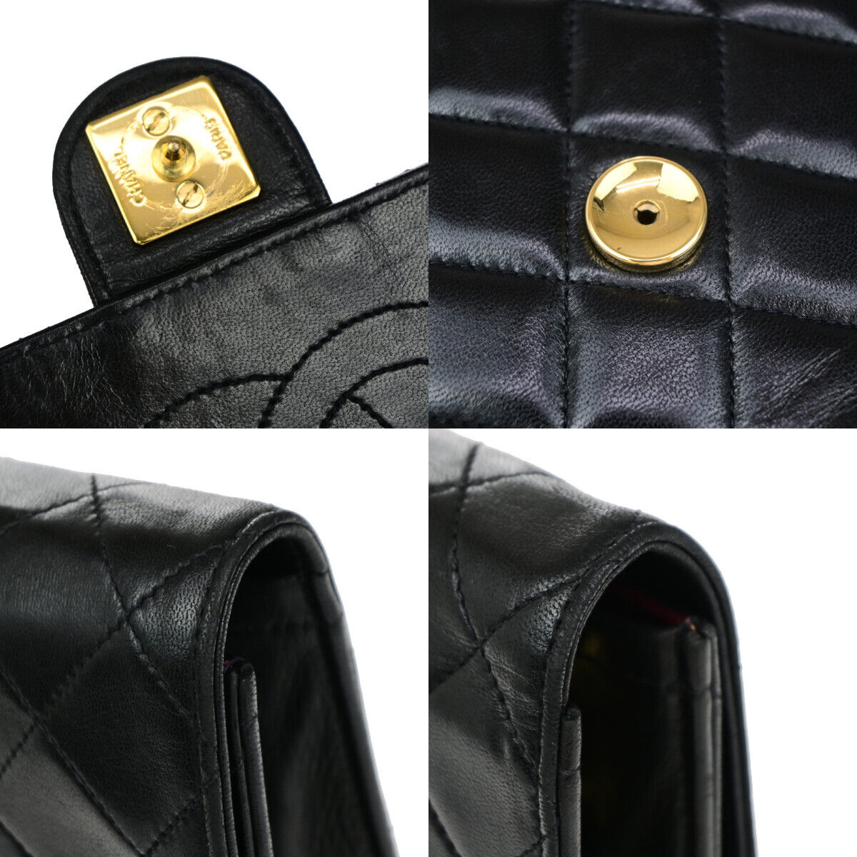 CHANEL CC Matelasse 25 Chain Shoulder Bag Leather Black GHW Vintage 392RJ899