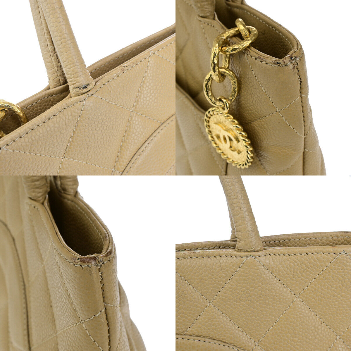 CHANEL CC Medallion Matelasse Shoulder Bag Grained Calfskin Leather BE 46RK561