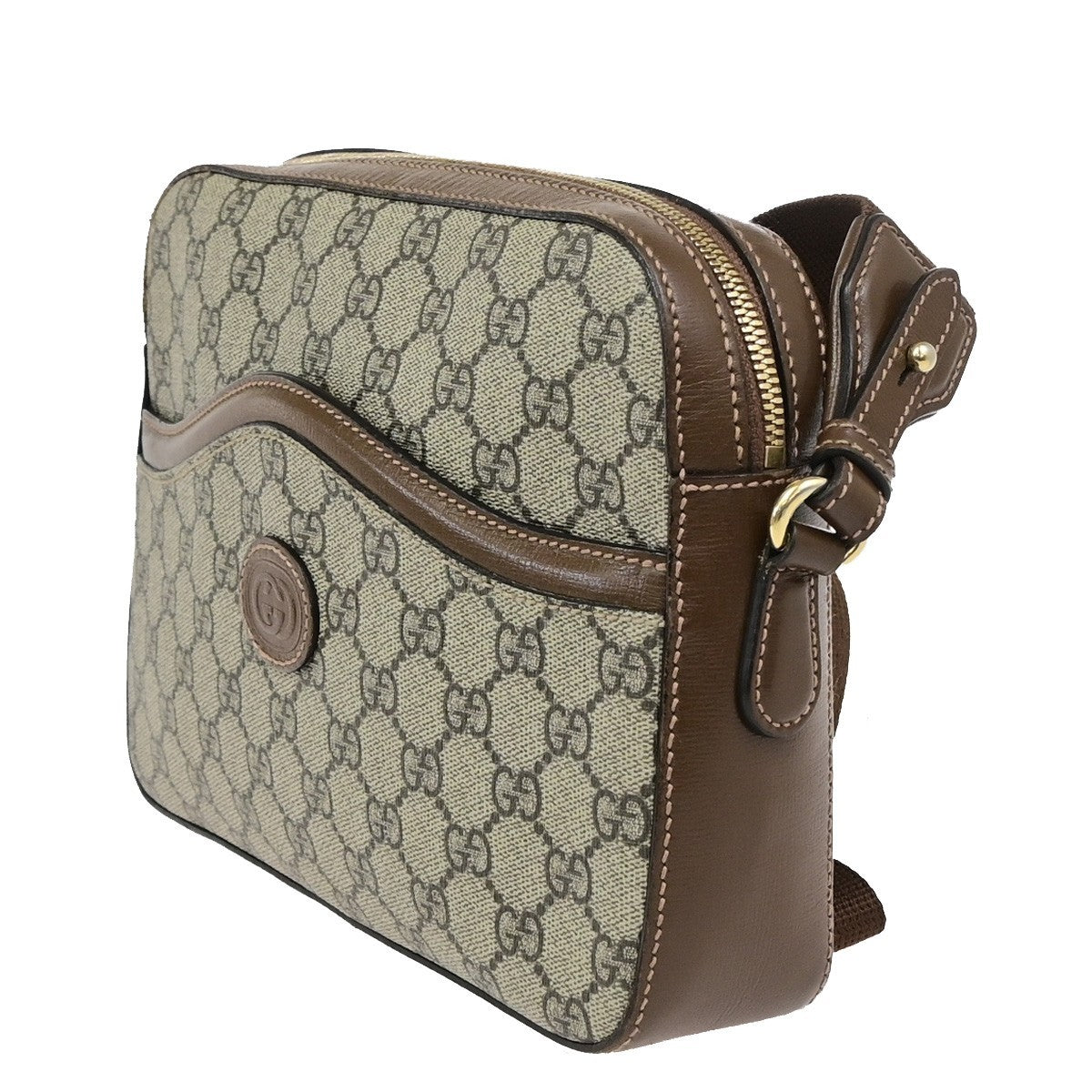 GUCCI GG Pattern Crossbody Shoulder Bag Supreme Leather Brown GHW Italy 96YJ268