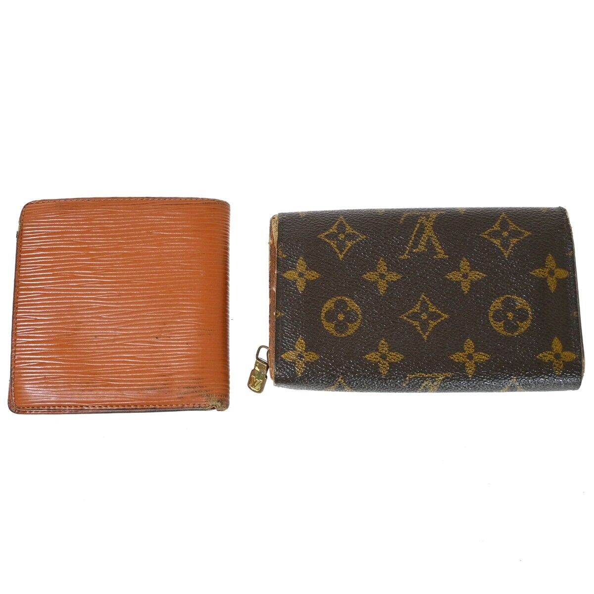 LOUIS VUITTON 2 Set Bifold Wallet Purse Monogram Epi Leather Brown 09HB252