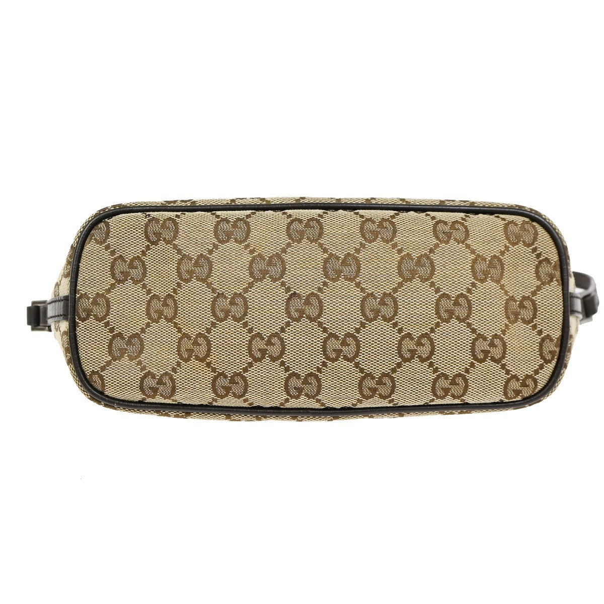 GUCCI Logo GG Pattern Hand Bag Canvas Leather Brown SHW Italy 65CA757