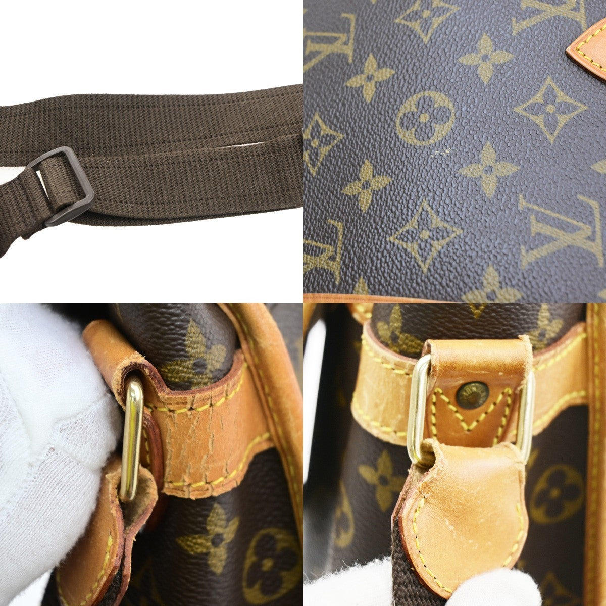 LOUIS VUITTON Gibeciere GM Shoulder Bag Monogram Leather Brown M42249 76YJ224