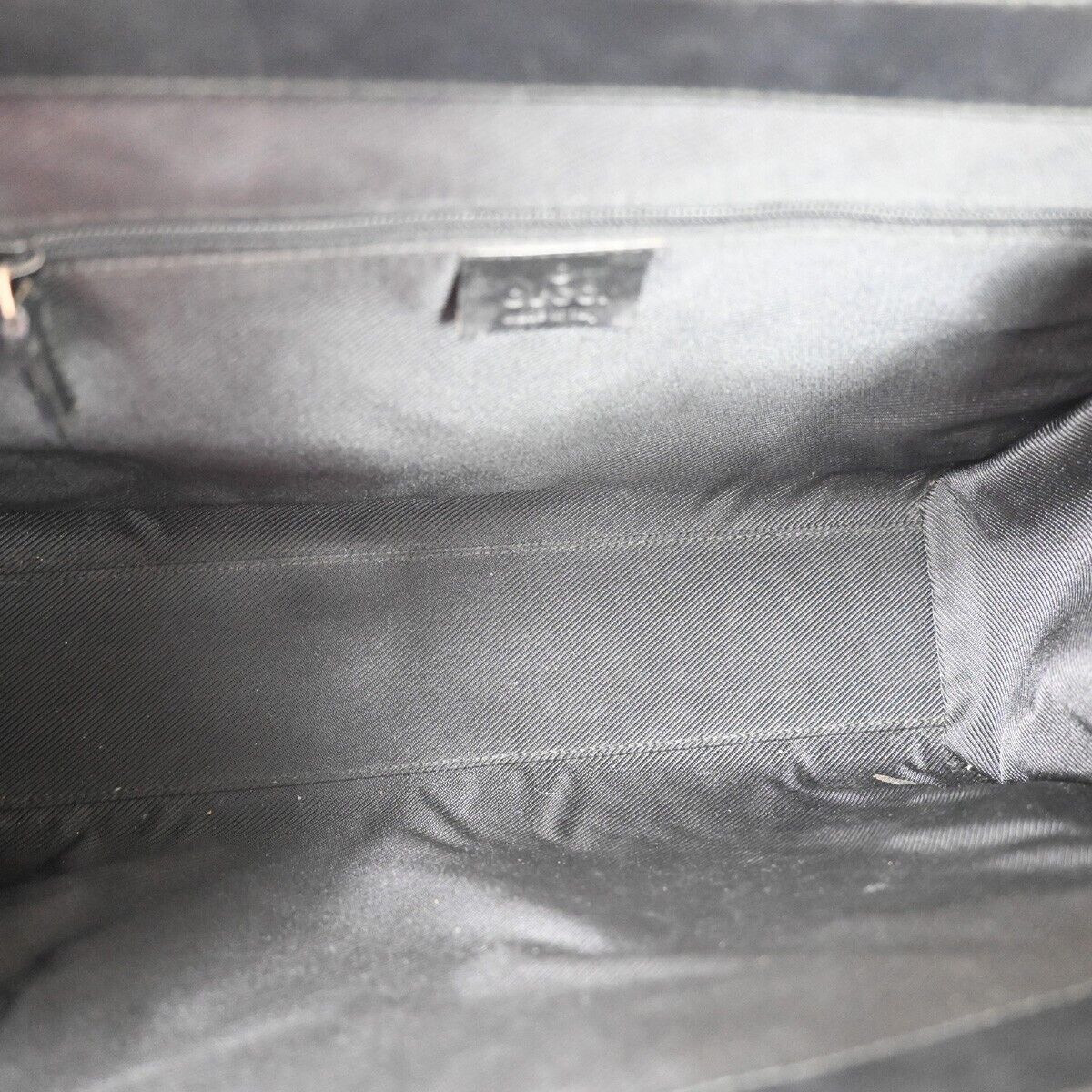 GUCCI GG Pattern Jackie Shoulder Tote Bag Canvas Leather Black Silver 60FA442