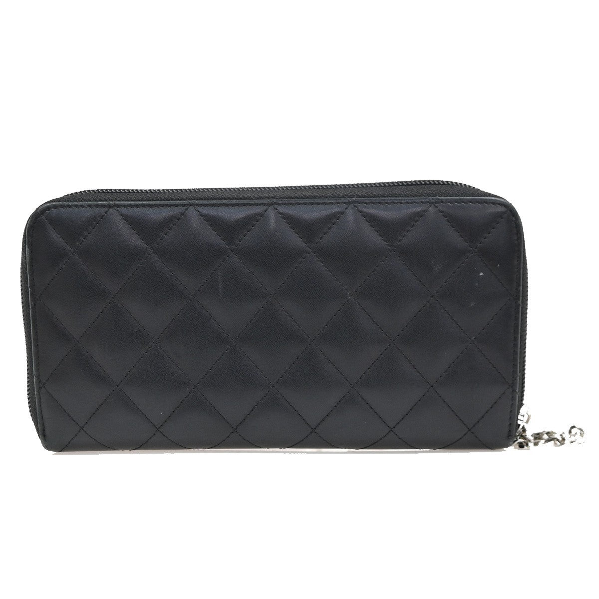 CHANEL CC Cambon Line Zip Around Long Wallet Patent Leather Black Spain 79MA496