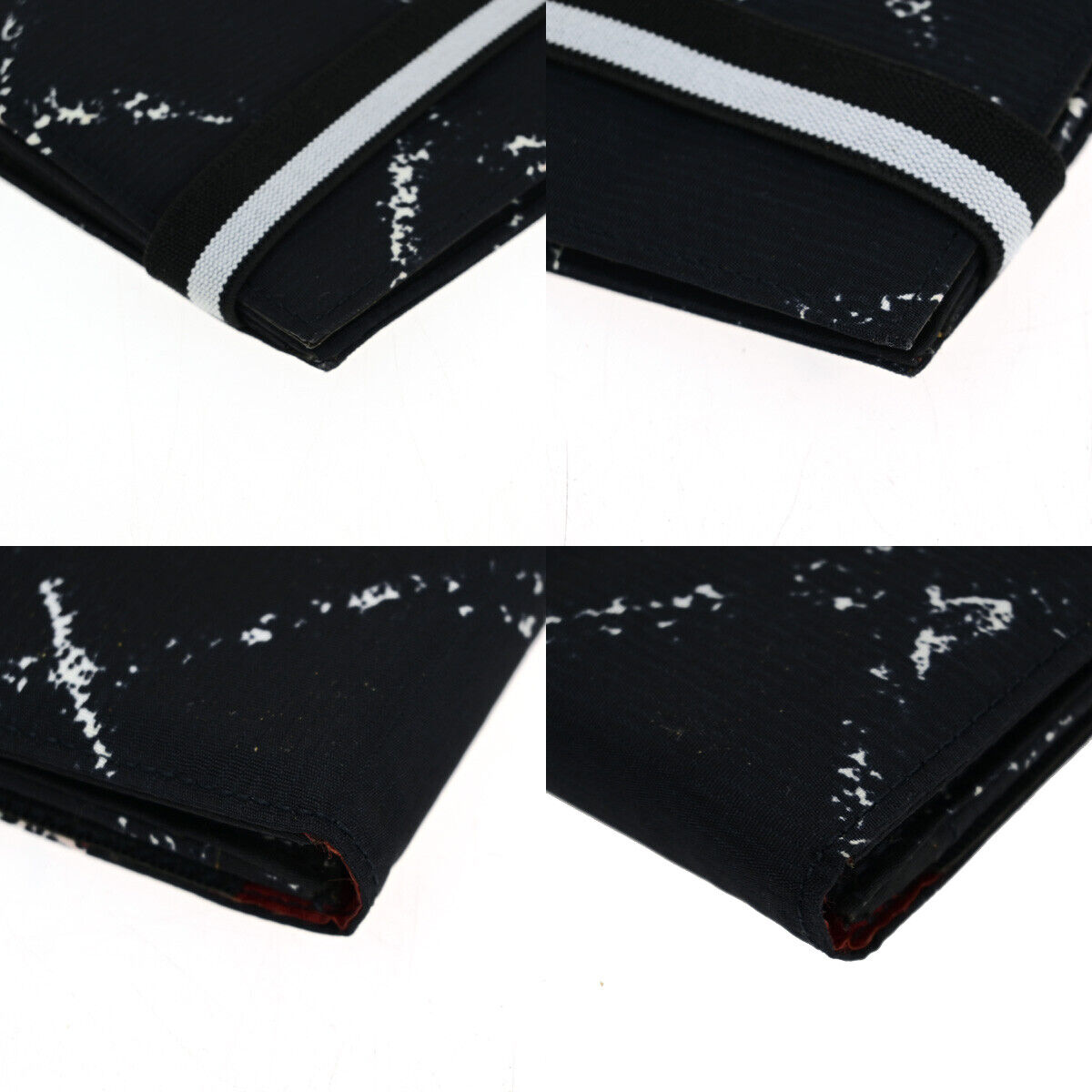 CHANEL Logo Travel Line Bifold Wallet Nylon Leather Black 69KA311