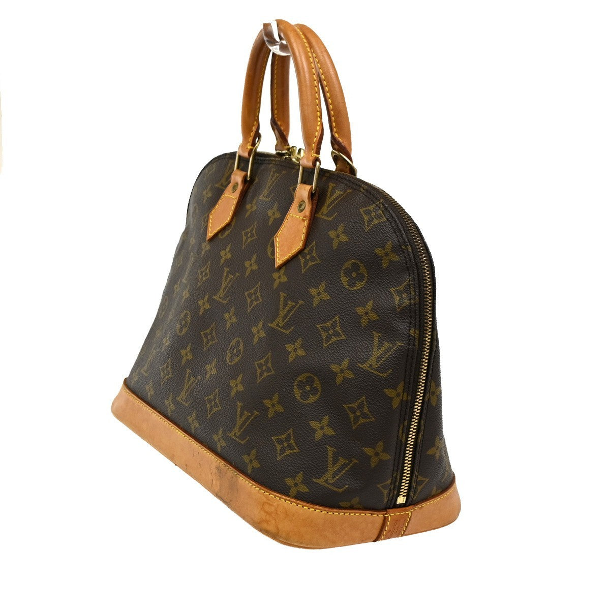 LOUIS VUITTON LV Logo Alma Hand Bag Monogram Leather Brown France M51130 88KC295