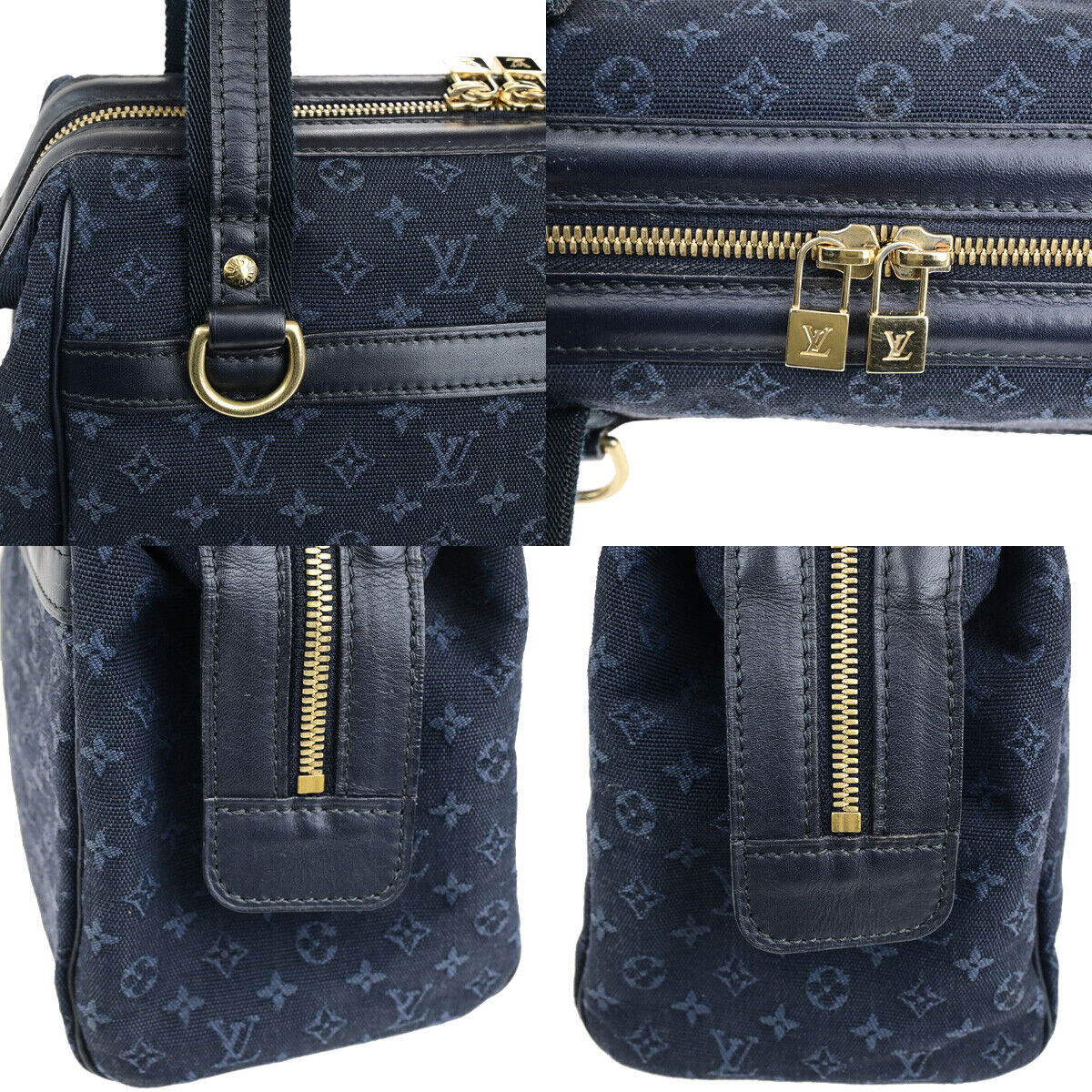 LOUIS VUITTON Josephine PM Hand Bag Monogram Mini Canvas Blue M92414 77YG590