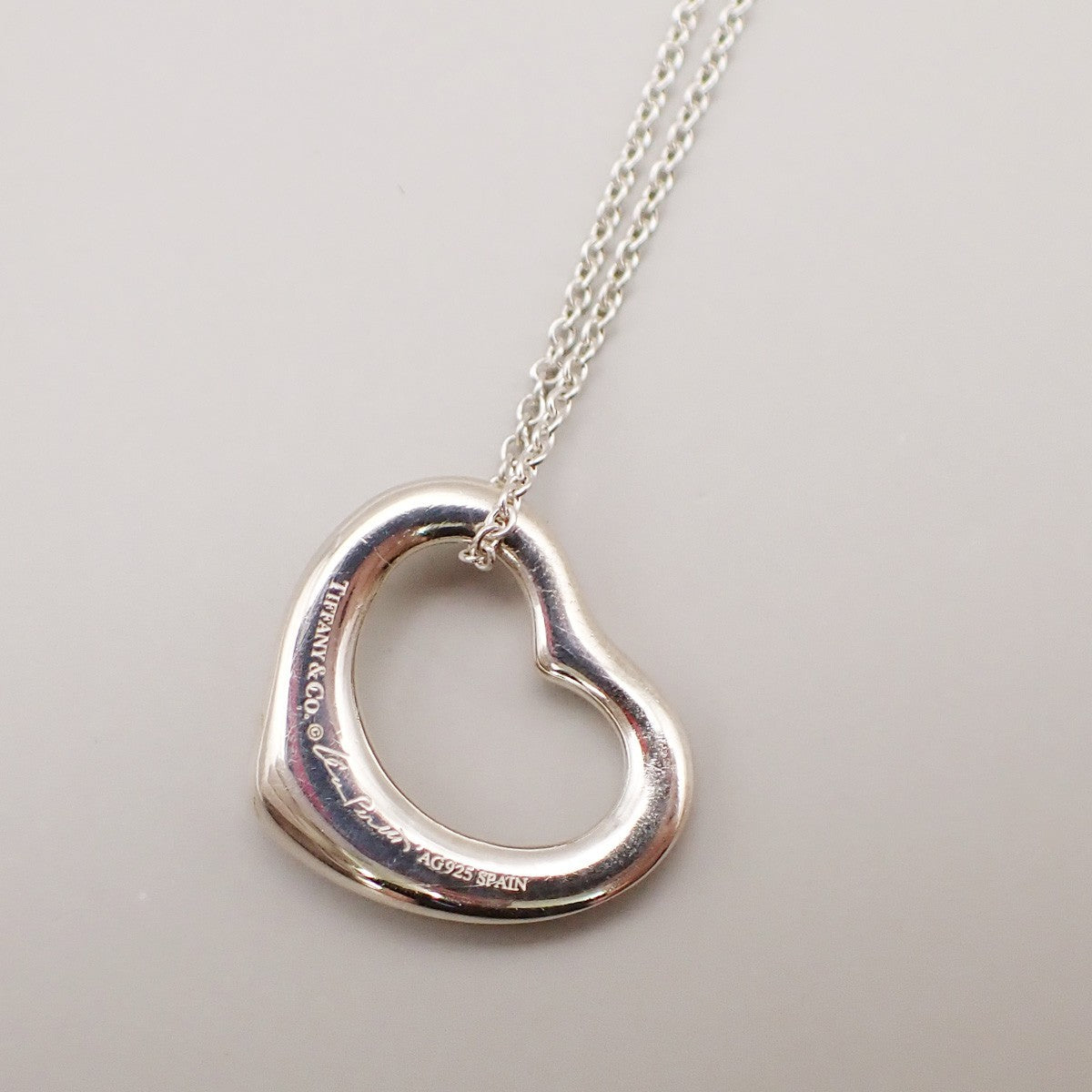 TIFFANY & CO. Logo Open Heart 16mm Chain Necklace Silver AG925 05CA057