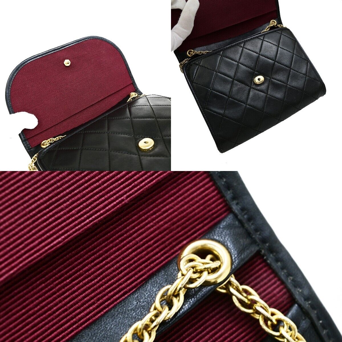 CHANEL CC Logo Mini Matelasse Chain Shoulder Bag Leather Black GHW 600RF228