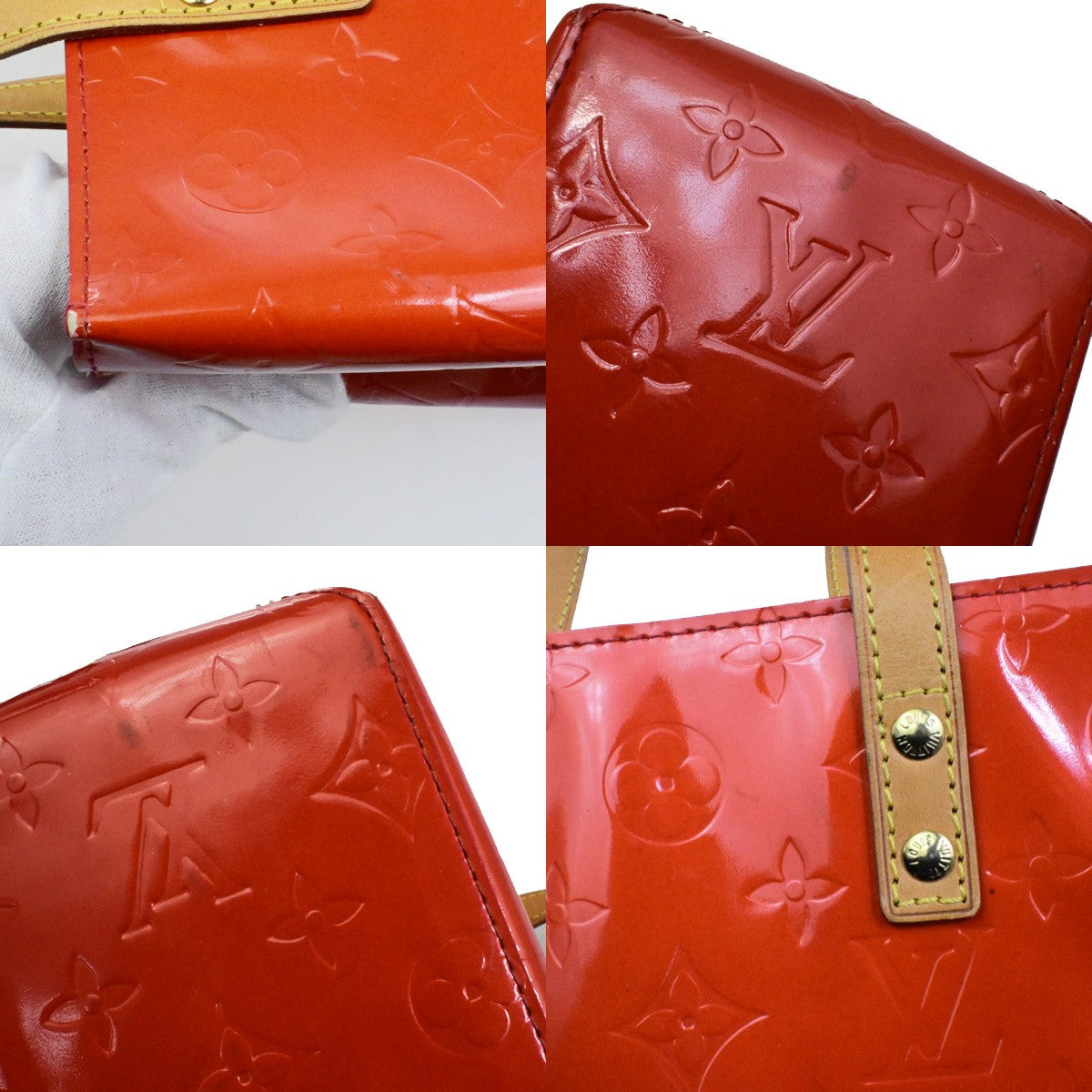LOUIS VUITTON Read PM Hand Bag Monogram Vernis Patent Leather Red M91088 31YH134