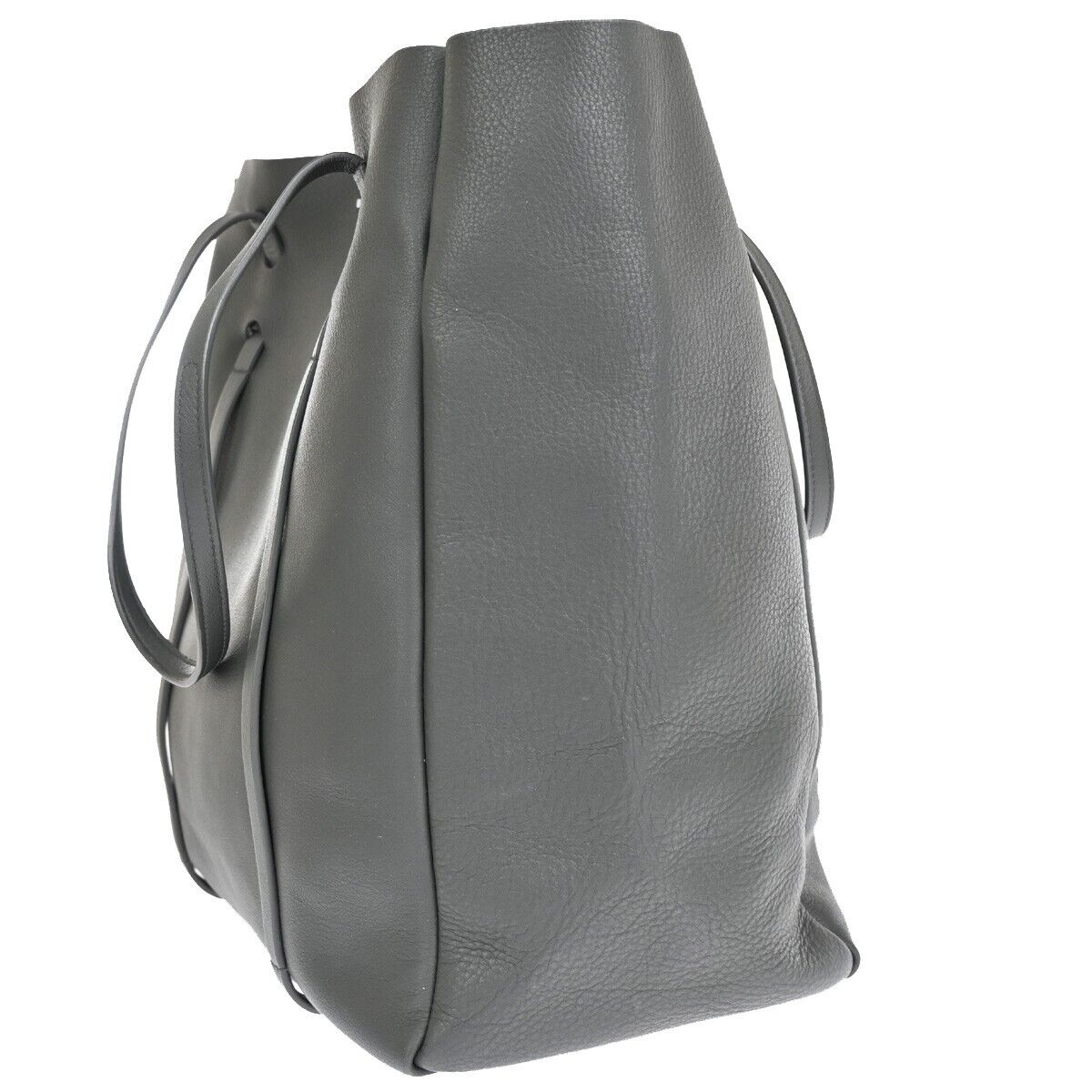 BALENCIAGA Logo Tote Bag Shoulder Bag Leather Gray White Italy 34SH327