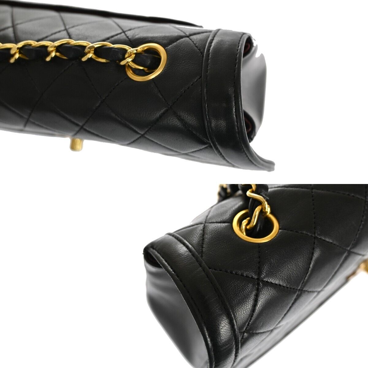 CHANEL CC Matelasse Chain Shoulder Bag Pouch Leather Black GHW Vintage 731RJ053