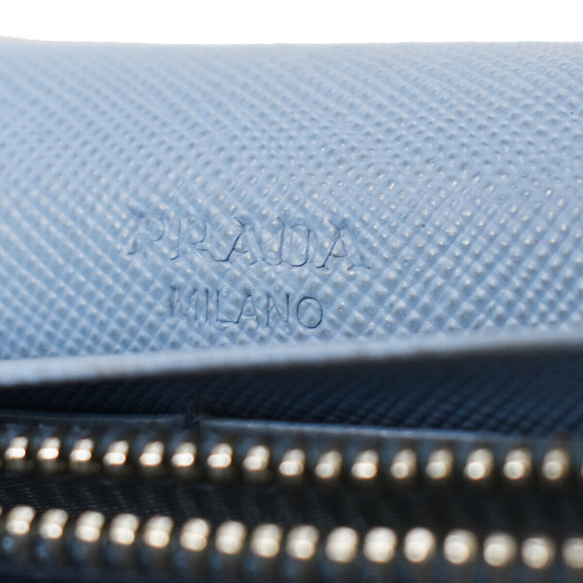 PRADA Logo Saffiano Fiocco Long Bifold Wallet Purse Leather Blue Italy 05YC250