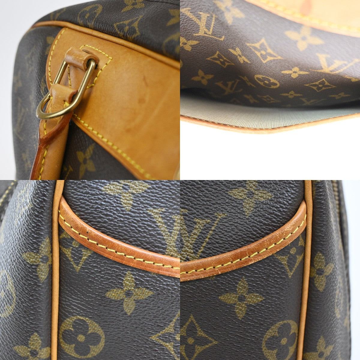 LOUIS VUITTON LV Logo Deauville Hand Bag Monogram Leather Brown M47270  80CA922