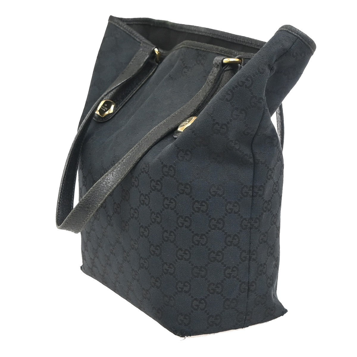 GUCCI GG Pattern Shoulder Tote Handbag Bag Canvas Leather BK GHW Italy 04KC919