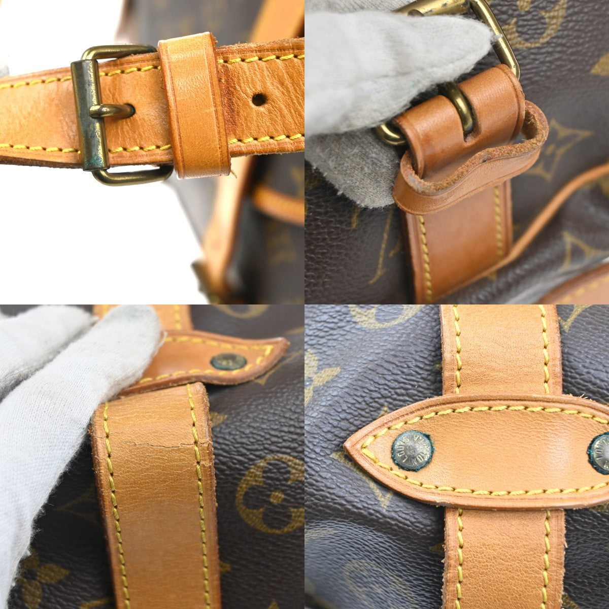 LOUIS VUITTON Logo Saumur 43 Shoulder Bag Monogram Leather Brown M42252 11MA176