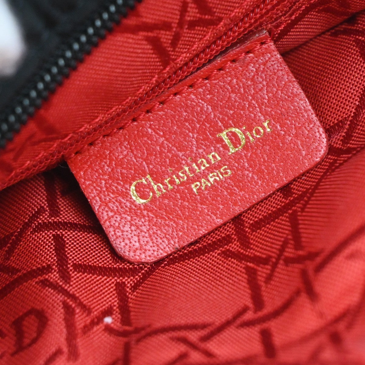 CHRISTIAN DIOR Logo Lady Cannage Hand Bag Nylon Leather Black GHW Italy 70EG292