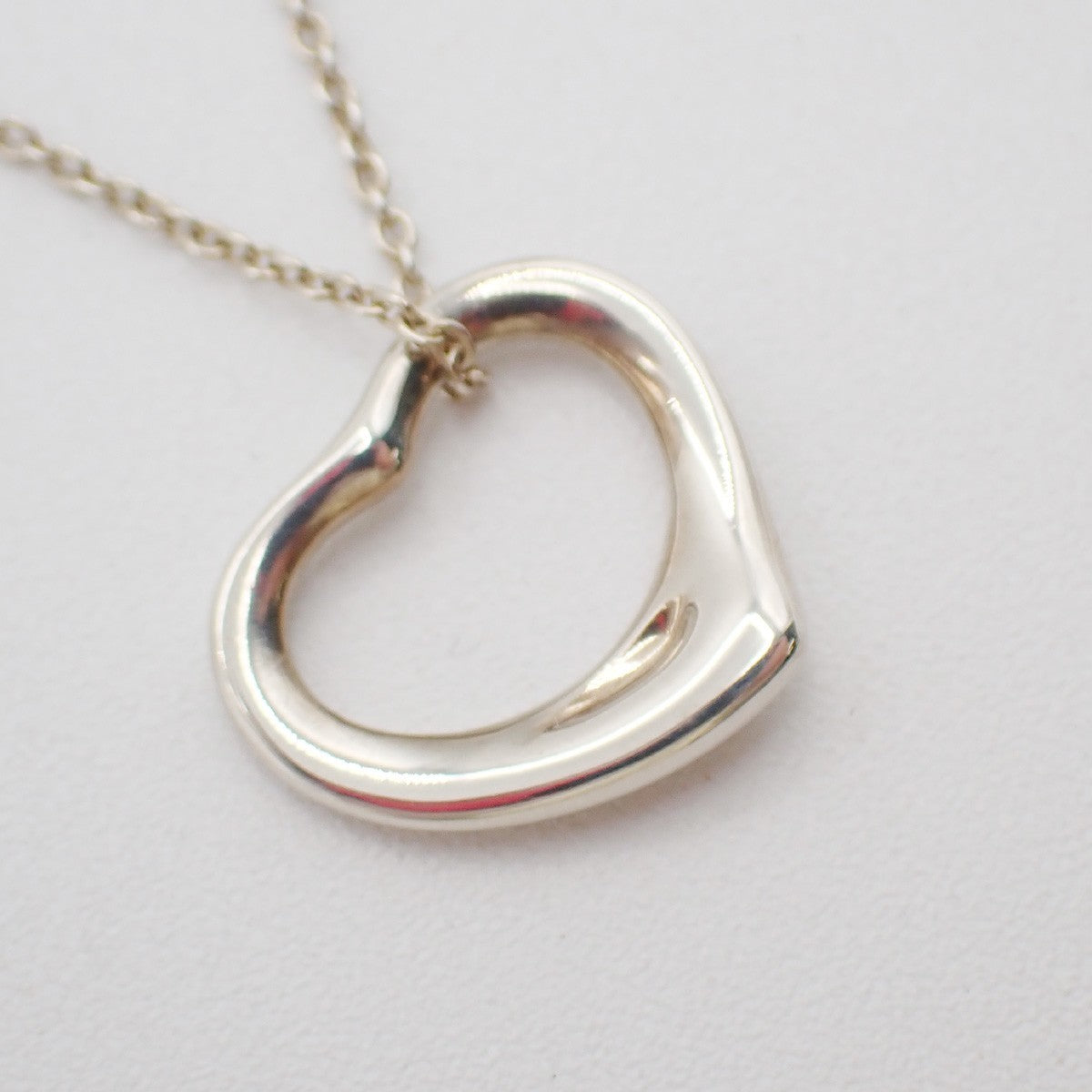 TIFFANY & CO. Logo Open Heart 16mm Chain Necklace Silver AG925 02EG156