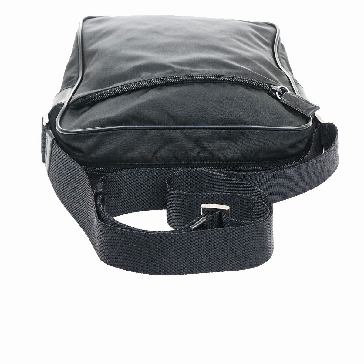 PRADA Tessuto Messenger Shoulder Bag Nylon Canvas Leather BK SHW Italy 30MA717