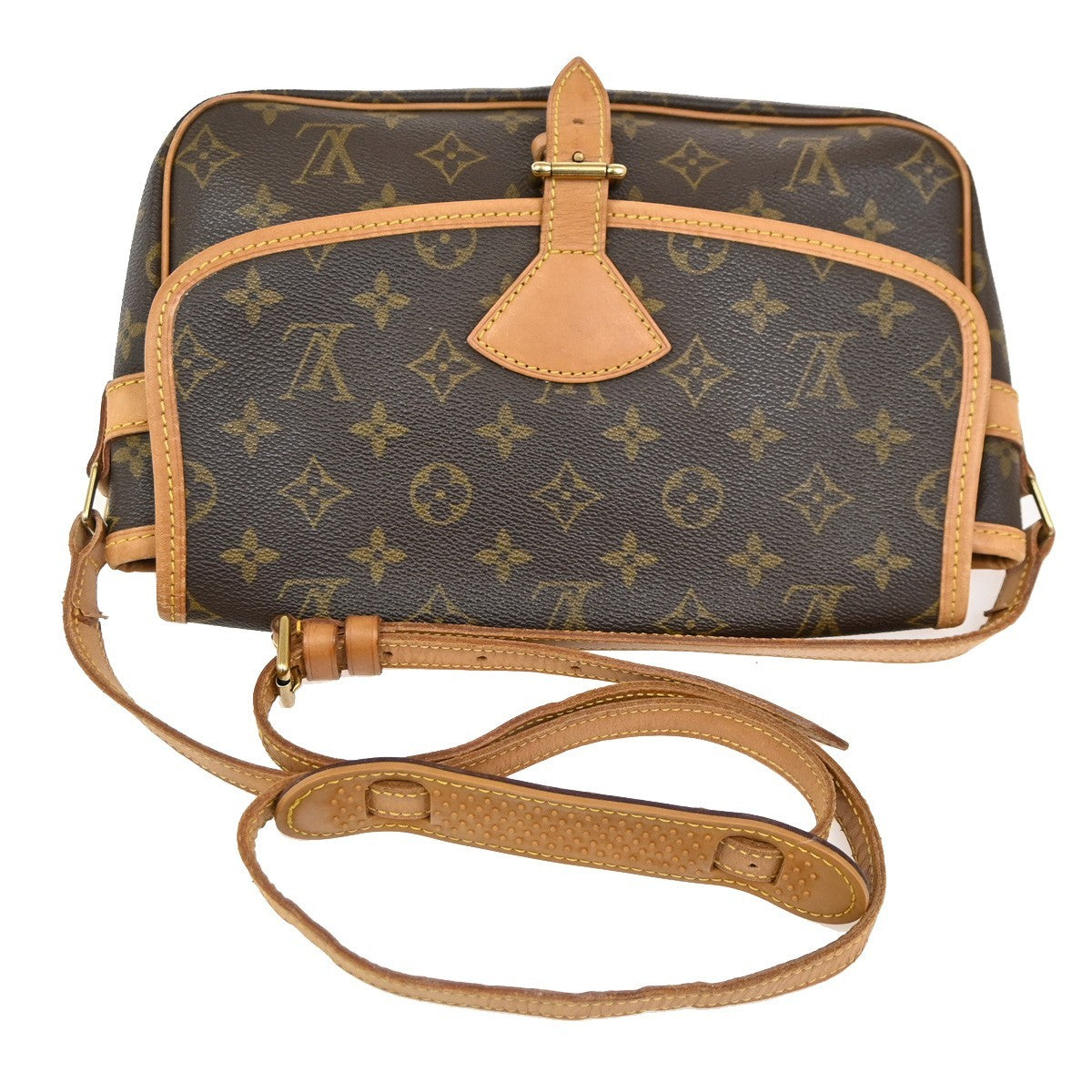 LOUIS VUITTON Logo Sologne Shoulder Bag Monogram Leather Brown M42250 92TA256
