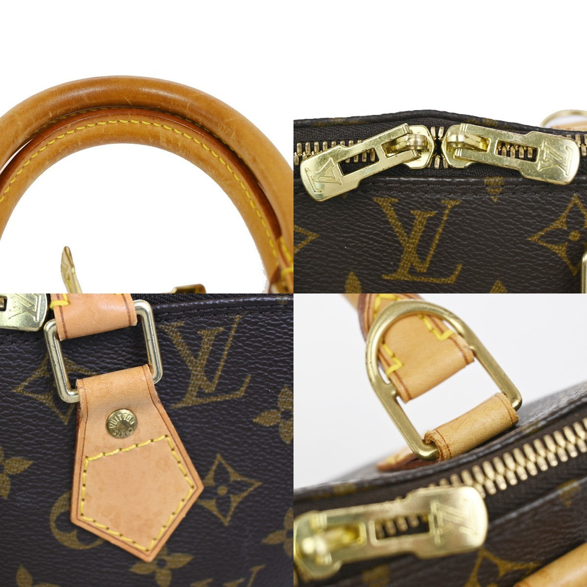 LOUIS VUITTON LV Logo Alma Hand Bag Monogram Leather Brown France M51130 73AA211