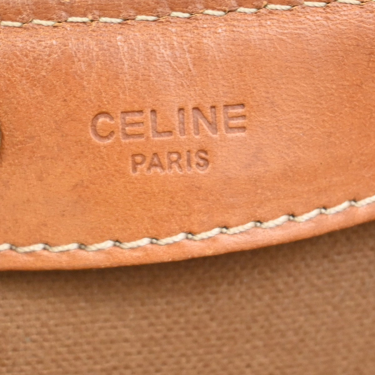 CELINE Logo Macadam Pattern Shoulder Tote Bag PVC Leather Beige GHW 60TA081