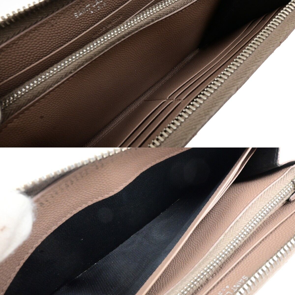 SAINT LAURENT YSL Logo Zipper Aroung Long Wallet Purse Leather Brown SHW 64EA259