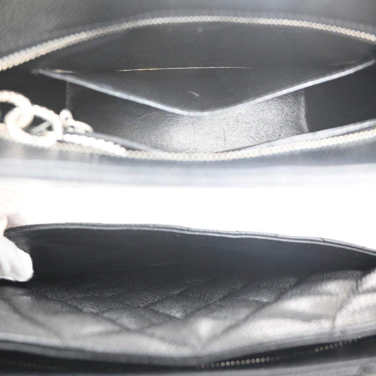 CHANEL CC Medallion Shoulder Bag Grained Calfskin Leather Black SHW 641RL957