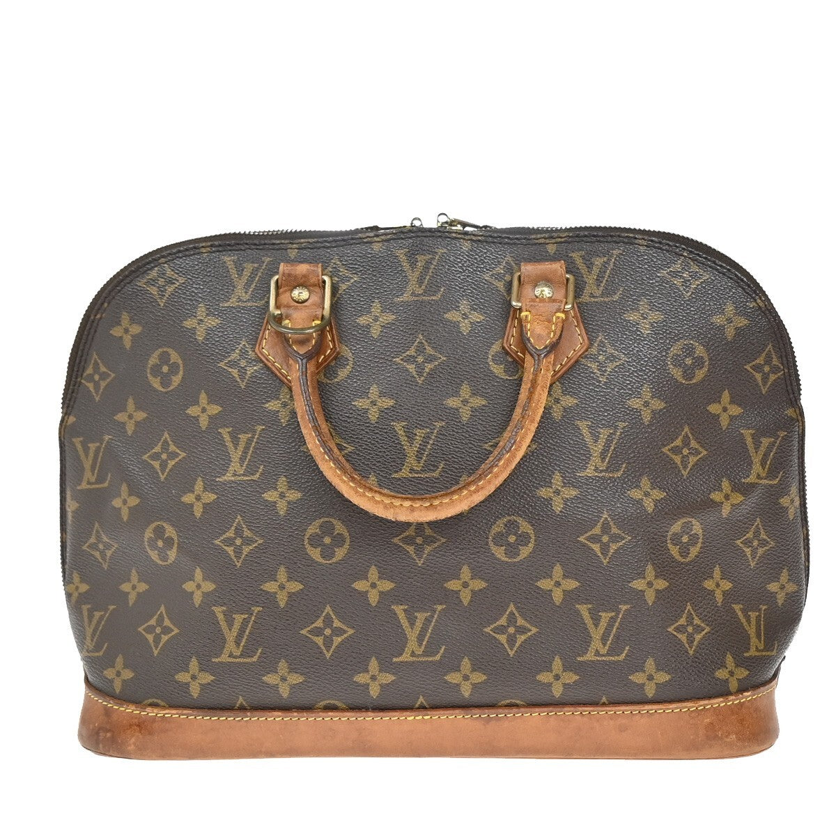 LOUIS VUITTON LV Logo Alma Hand Bag Monogram Leather Brown U.S.A. SD0995 61EE209