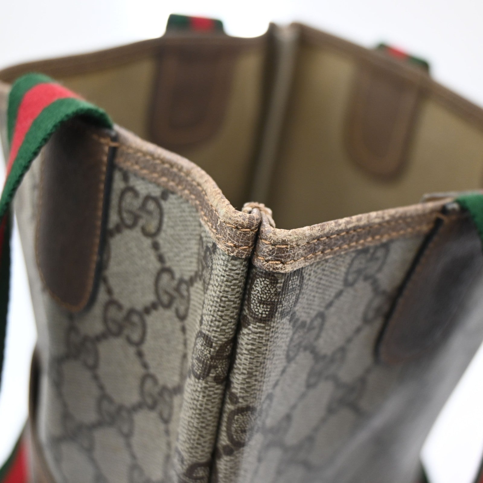 GUCCI Logo GG Pattern Sherry Shoulder Tote Bag PVC Leather Brown Italy 61KD146