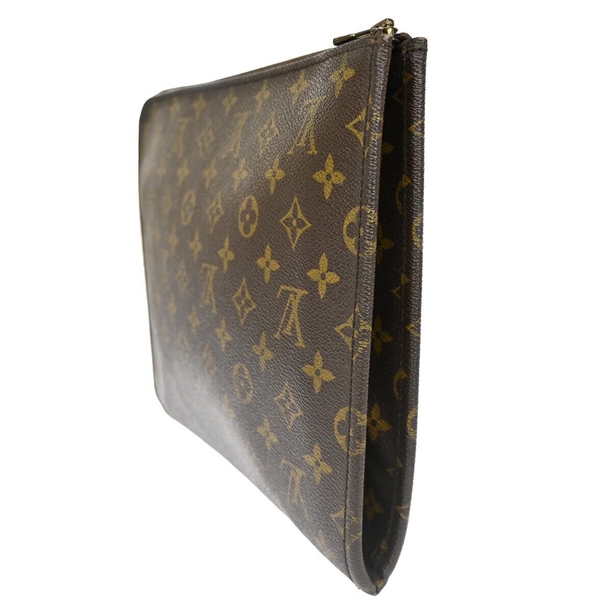LOUIS VUITTON Poche Documents Clutch Bag Monogram Leather Brown M53457 67EA254