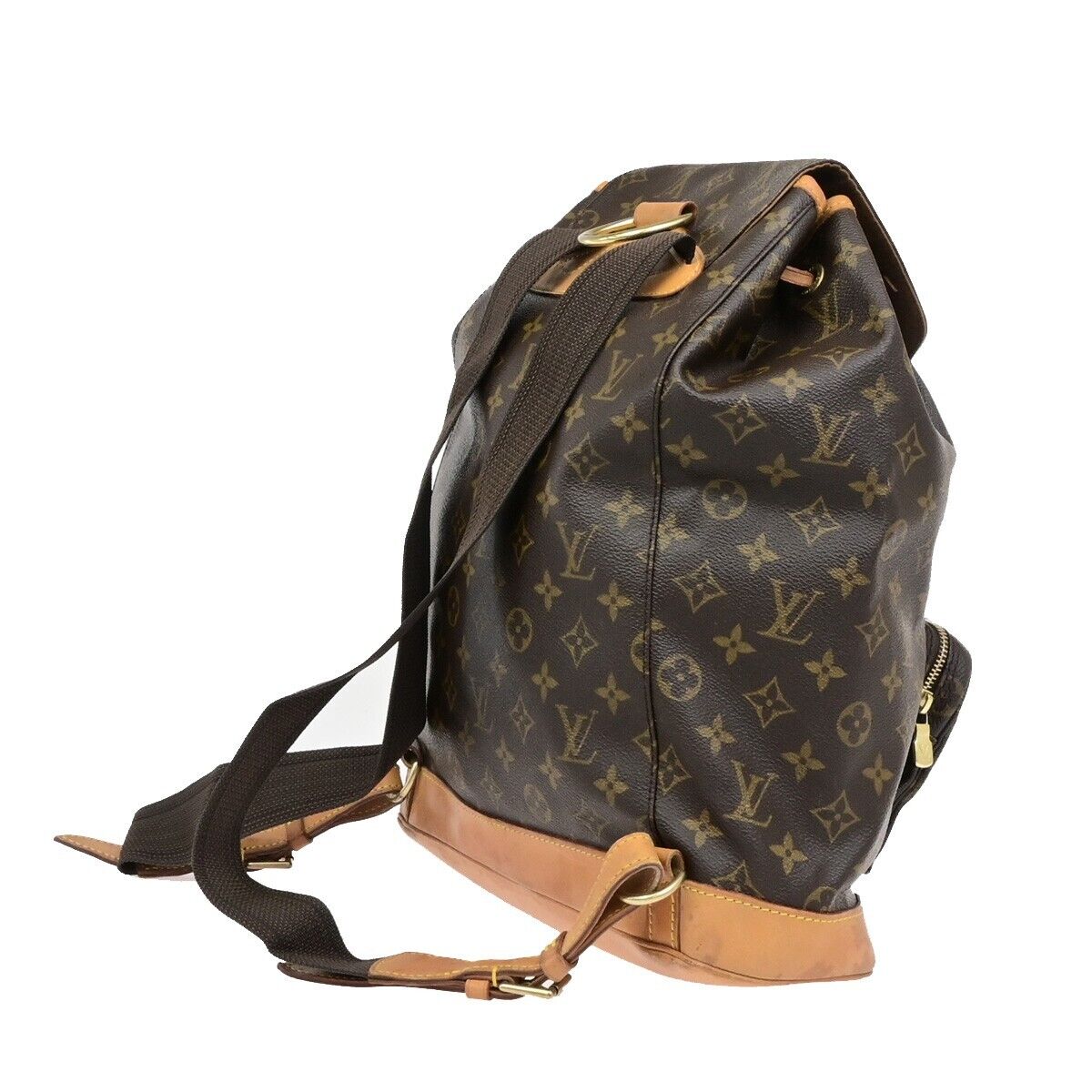 LOUIS VUITTON Montsouris GM Backpack Bag Monogram Leather Brown M51135 15ED904