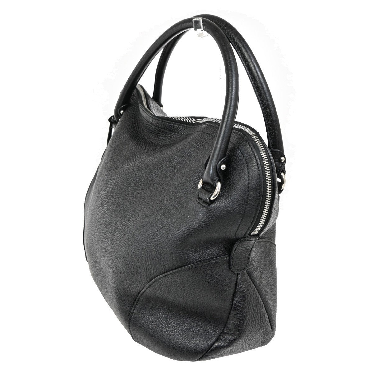 SALVATORE FERRAGAMO Logo Gancini Shoulder Hand Bag Leather Black 30TA292
