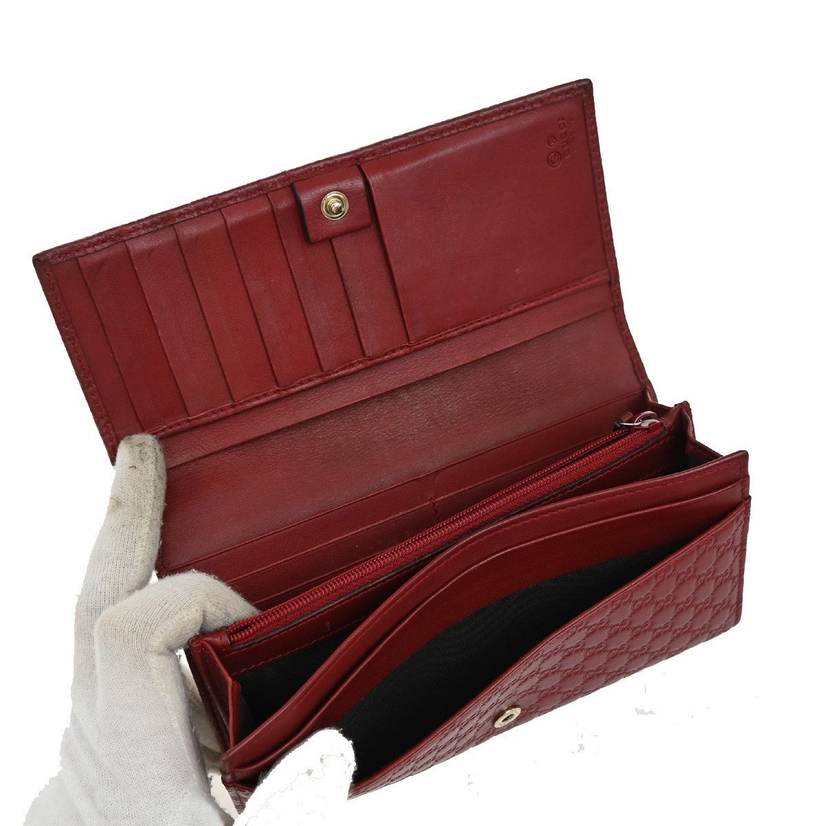 GUCCI Logo Micro Guccissima GG Pattern Long Wallet Leather Red 31CA307